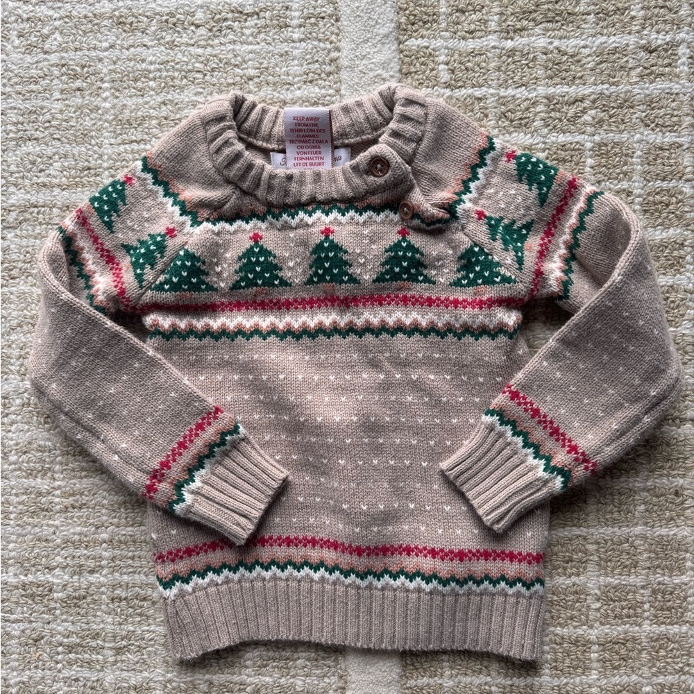 Tommy Bahama Tan and Green Holiday Christmas tree Sweater